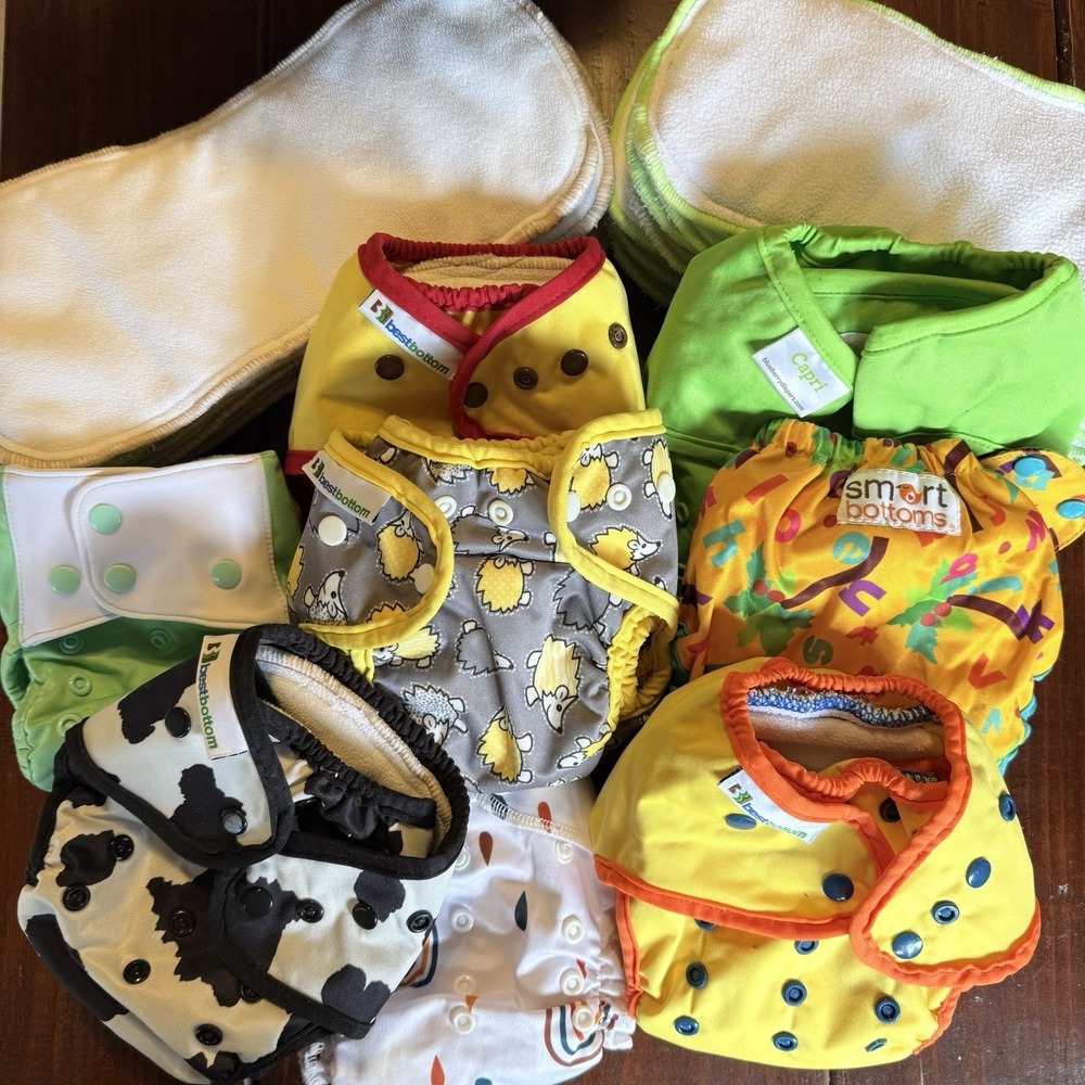 Smart Bottoms Best Bottoms Cloth Diaper Lot Covers S-L Buttons Inserts + Extras